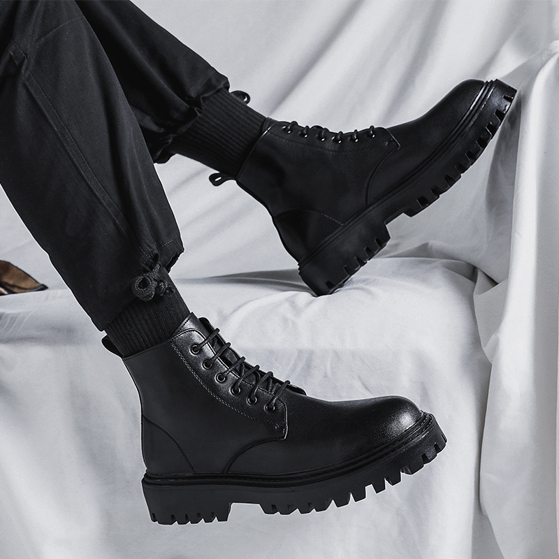Men's High-Top Leather Martin Boots · YANYAN China shoe factory