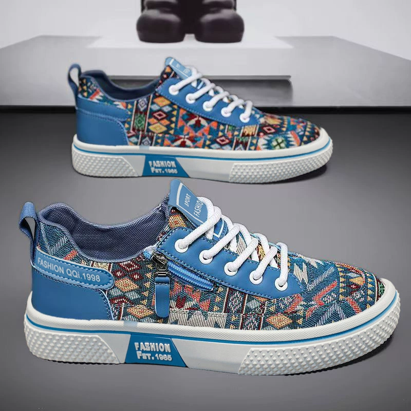 Herren Sommer lässige bedruckte Canvas-Schuhe leichte weiche Sohle Skateboarding-Sneaker