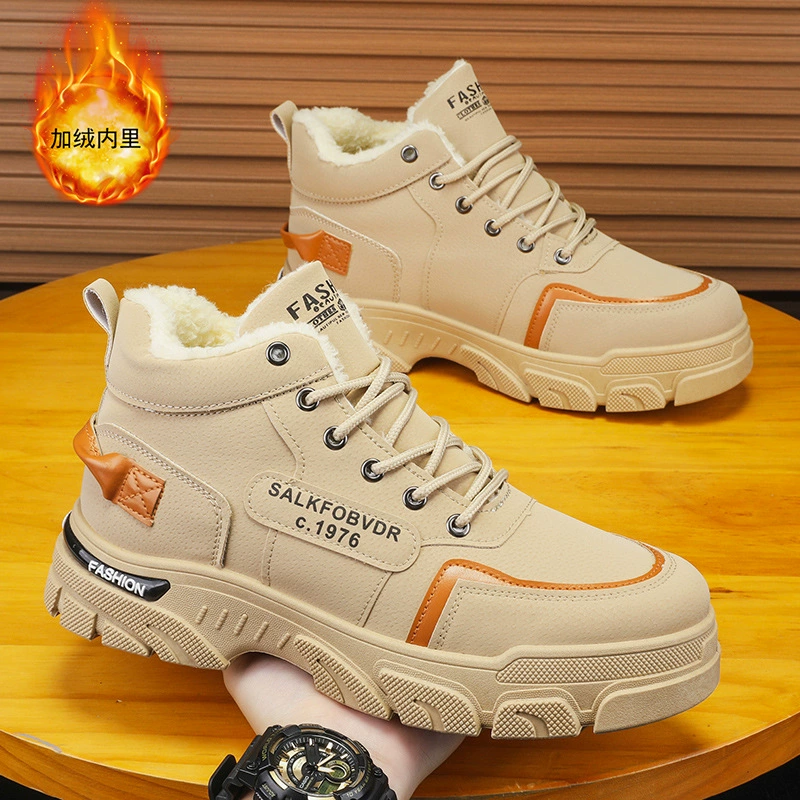 Chaussures homme hiver 2025 martin doublure polaire chaude travail imperméables antidérapantes semelle épaisse mode