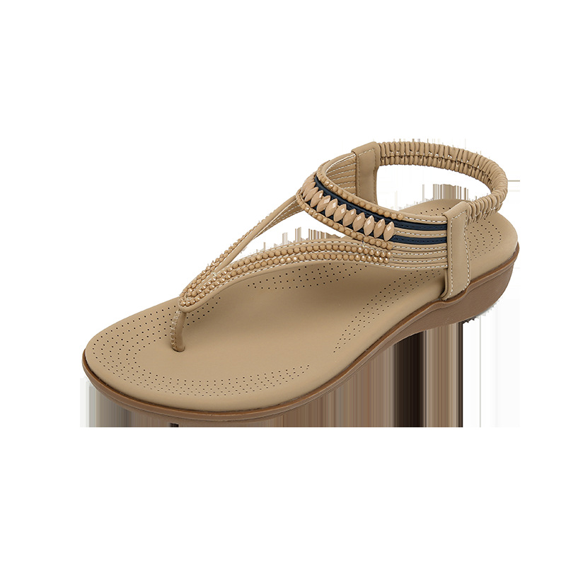 Women's Plus Size Beaded Elastic Wedge Sandals · YANYAN China shoe factory