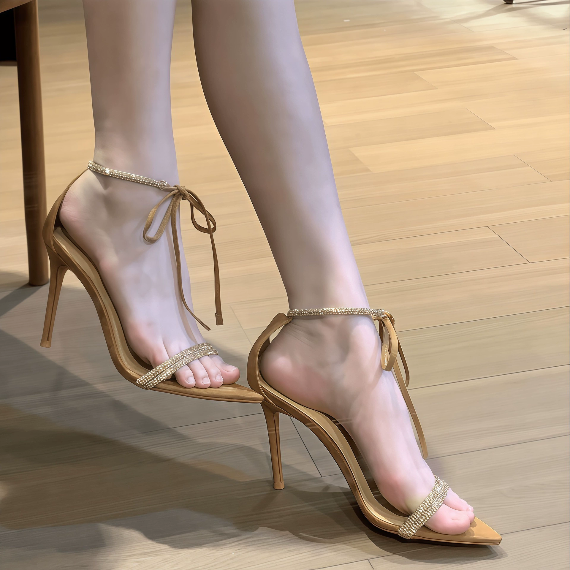 Chuyuji 2026 Neu Strass Kreuz Krawatte Spitze Stiletto Sandalen Damen Sommer Sexy Riemen Offene Zehe · MOHE China shoe factory