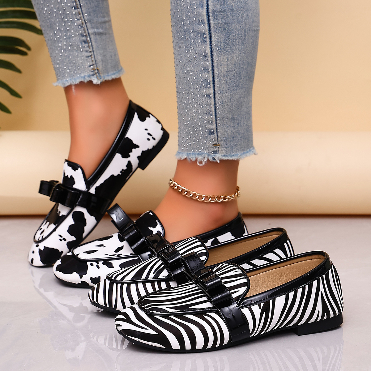 Women's Leopard Print Slip-On Loafers · YANYAN China shoe factory