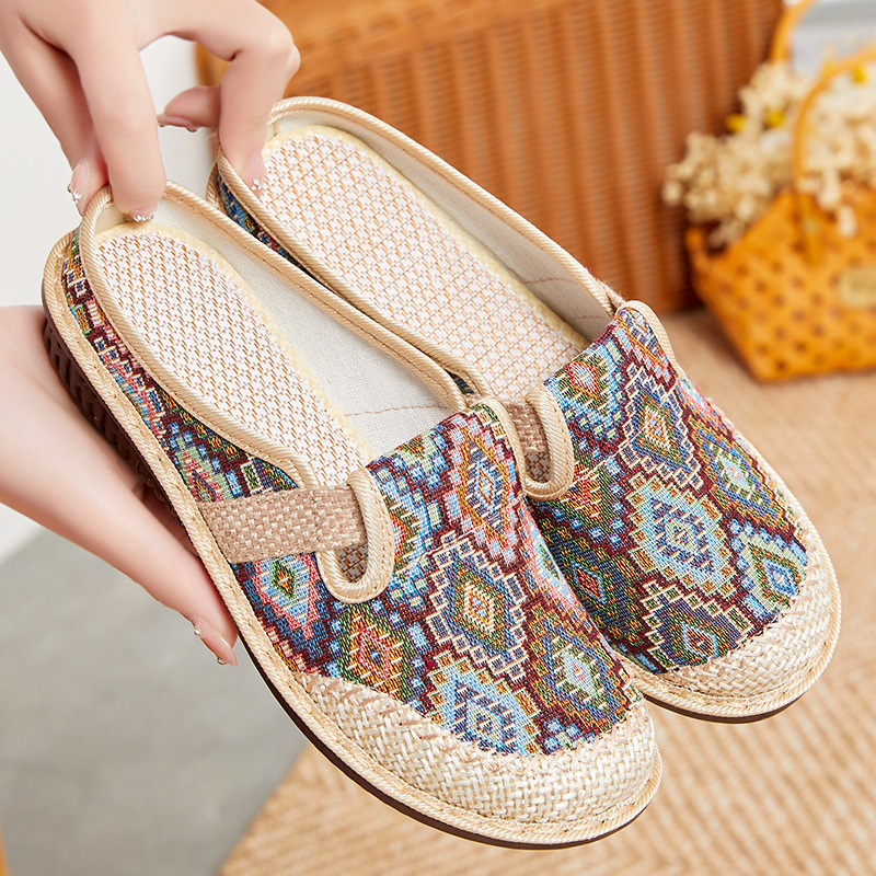 Women's Old Beijing Linen Toe Cap Slippers · YANYAN China shoe factory