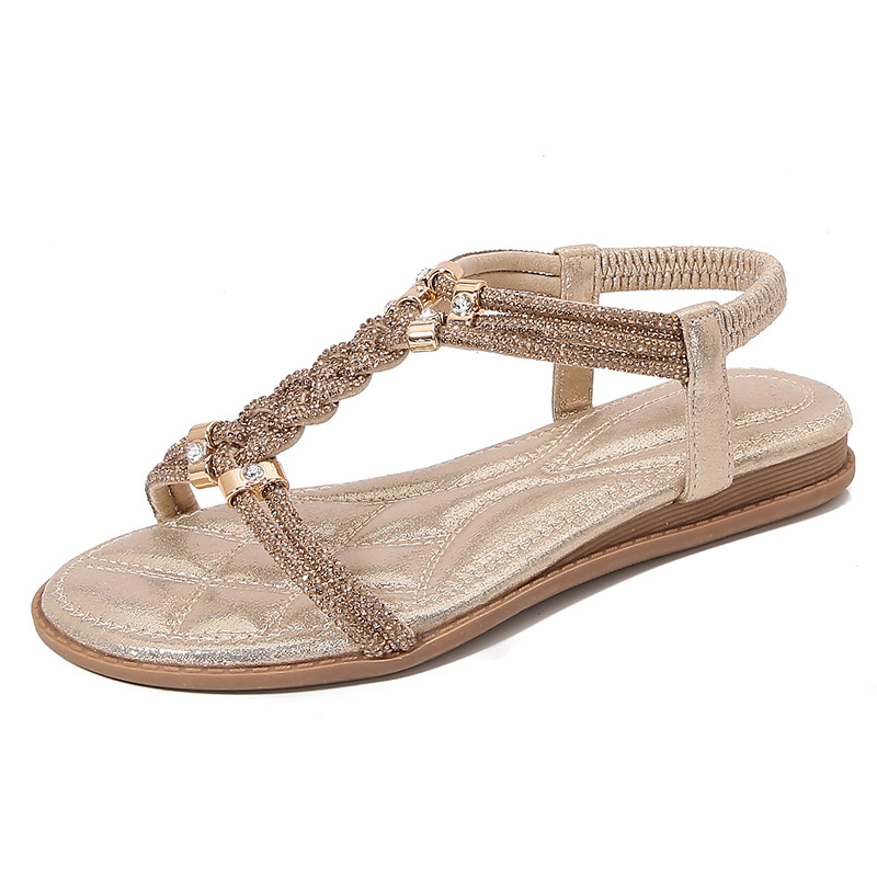 Women's Rhinestone Flat Sandals · YANYAN China shoe factory