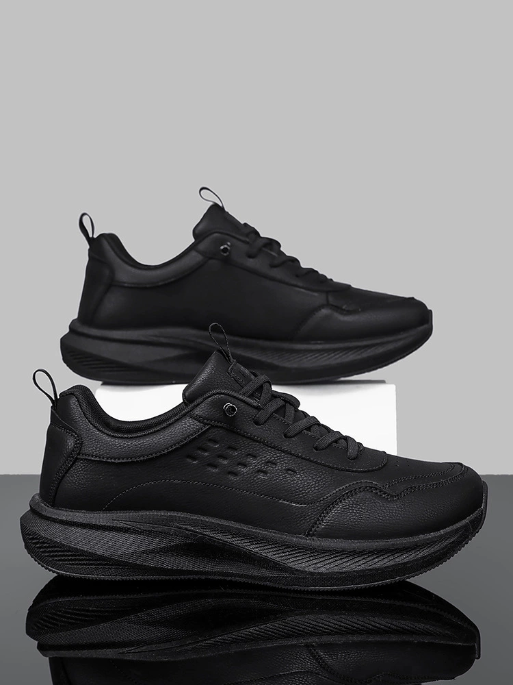 Cross-border New Men's Casual Shoes, Wide Toe Box, Black Waterproof Soft Sole Work Shoes