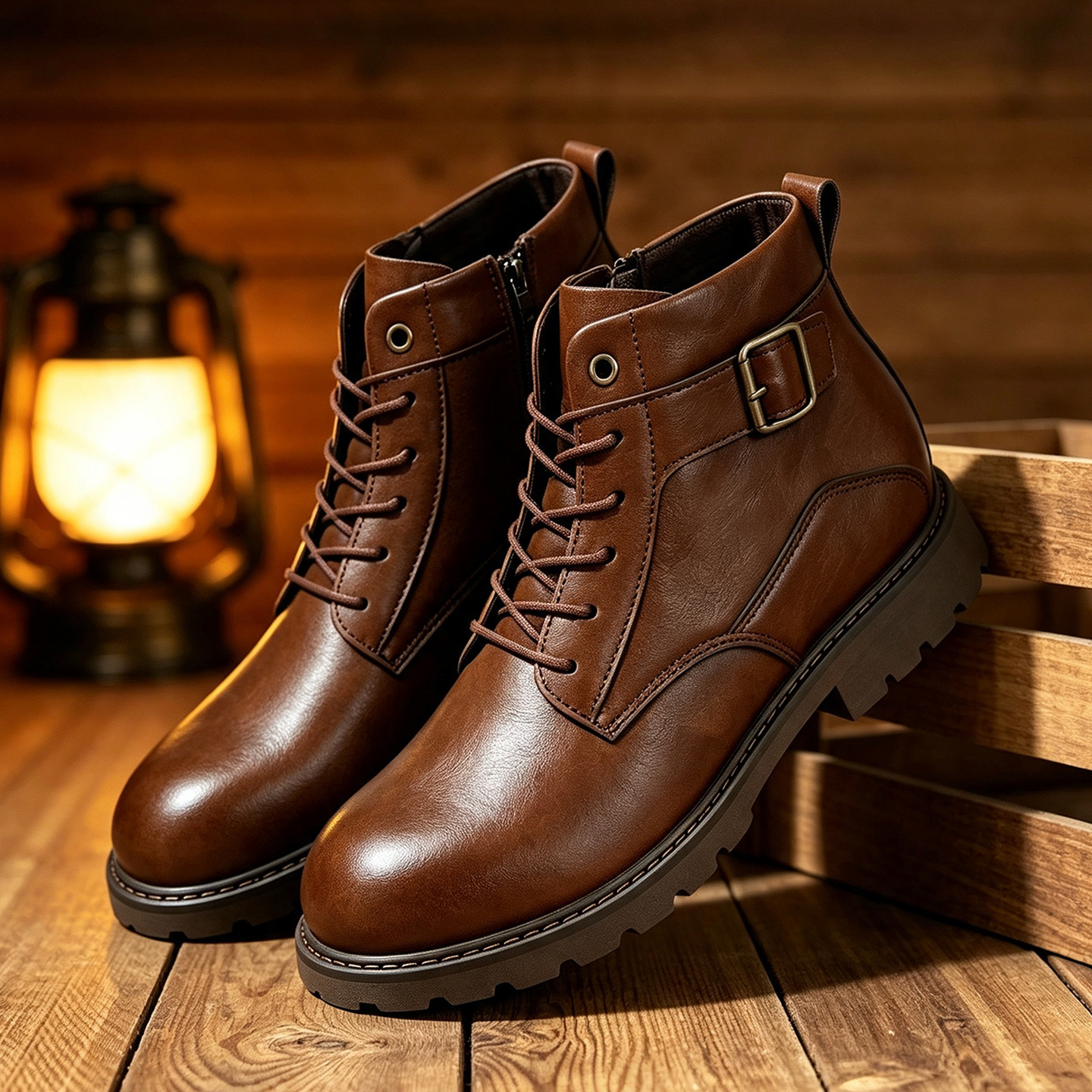 Men's British High Top Leather Boots · YANYAN China shoe factory