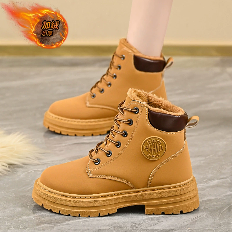 Bottines martin femme hiver avec doublure polaire, semelle épaisse, bottes de neige pour usage décontracté · MOHE China shoe factory