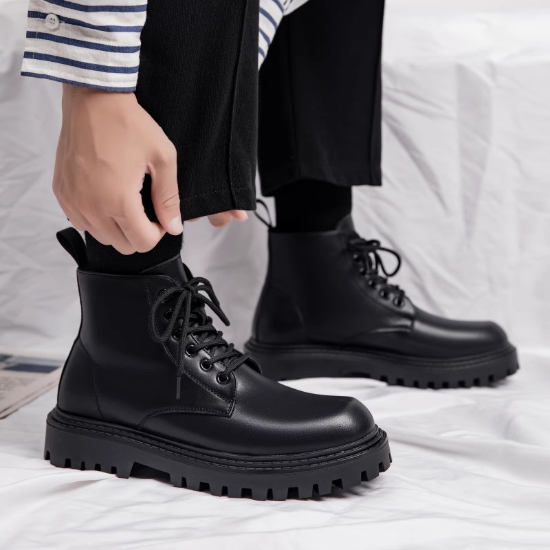 Men's Black Platform Martin Boots · YANYAN China shoe factory
