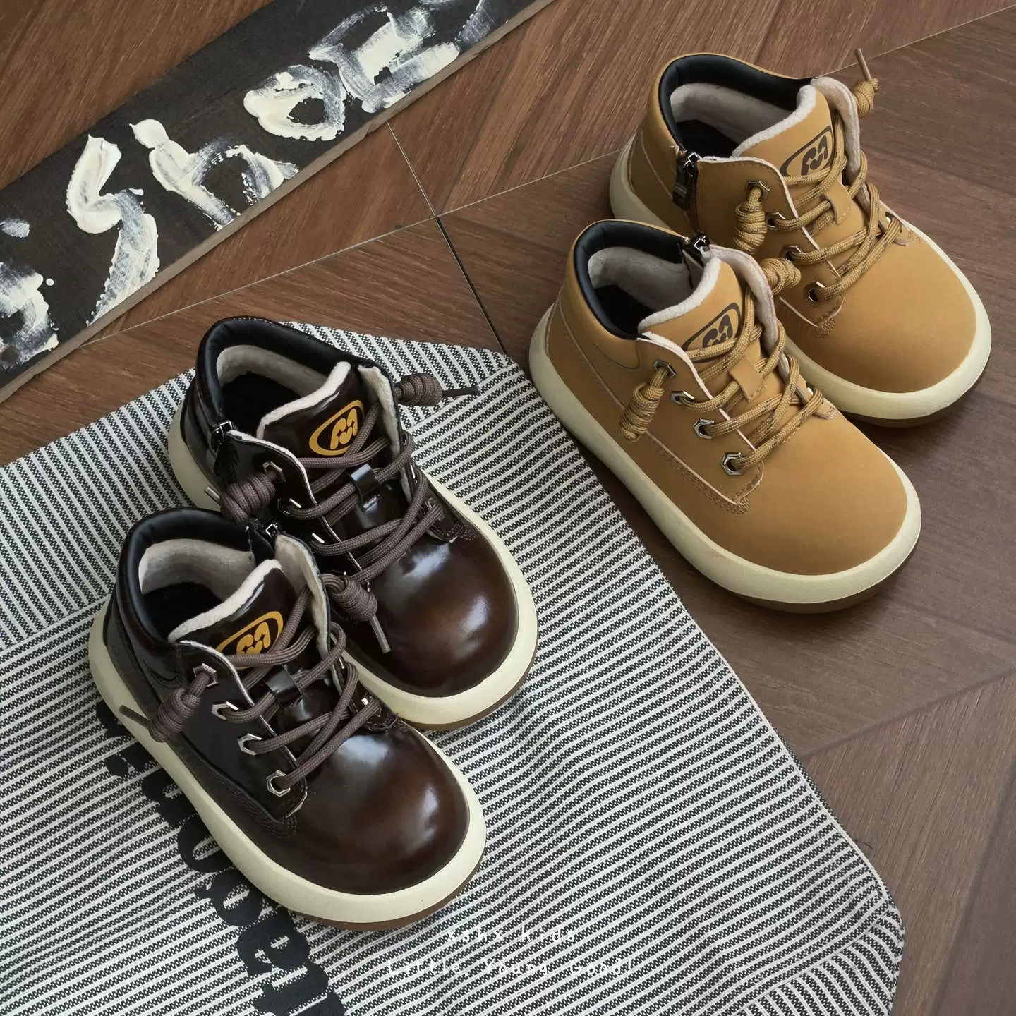 XSHX Botas Martin Punta Redonda para Niños, Invierno Cremallera Lateral Caucho Antideslizante Suela Gruesa Estilo Celebridad