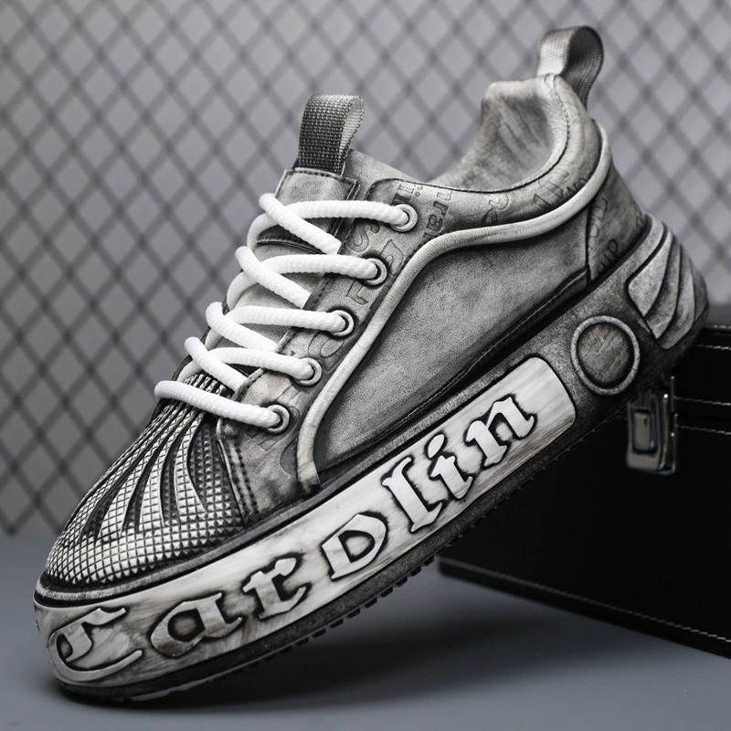 Sapatos Masculinos Vintage 2024 Outono Novos, Dad Shoes Malha Respirável Sola Grossa Cano Baixo