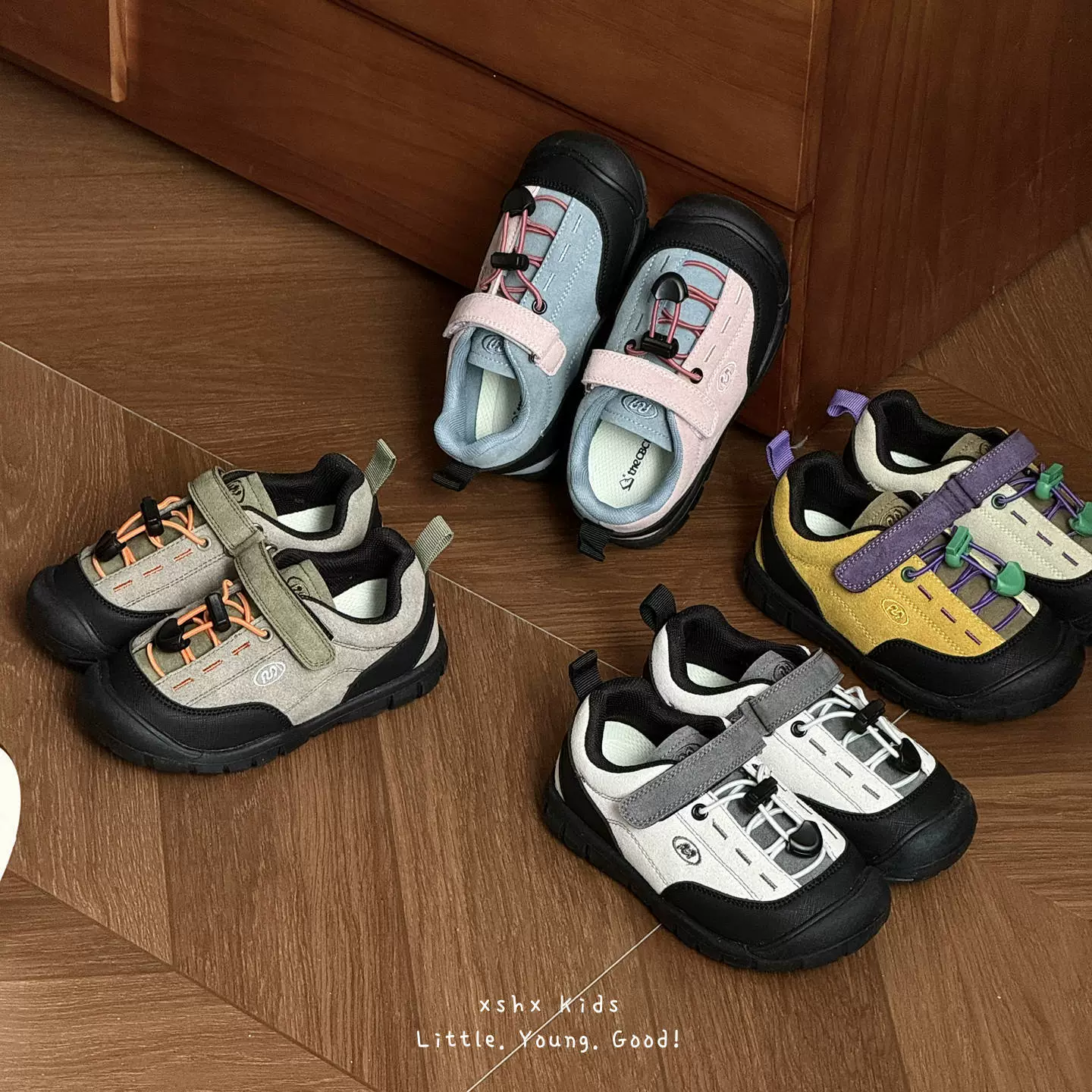 XSHX Chaussures de sport outdoor Color Block pour enfants, quatre saisons, scratch, antidérapantes, caoutchouc · MOHE China shoe factory