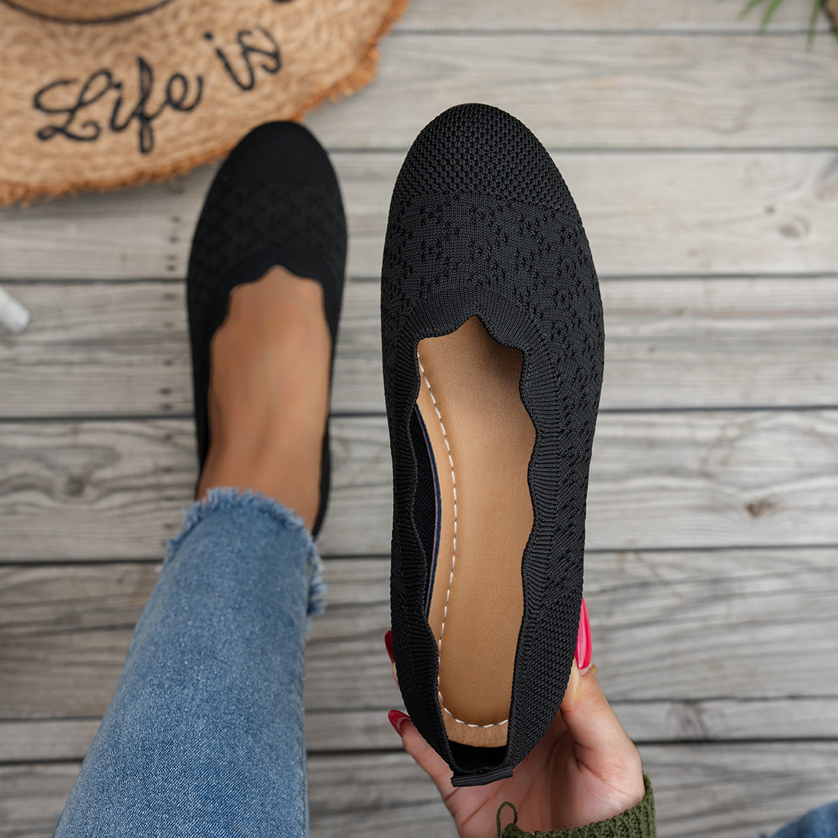 Women's Flyknit Round Toe Flats · YANYAN China shoe factory
