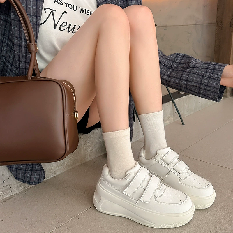 Women's Smile Face Magic Strap Thick Sole Height Increasing Casual Sports Board Shoes for Summer