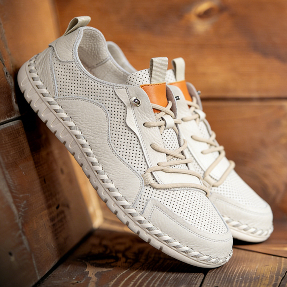 Men's Leather White Sneakers · YANYAN China shoe factory