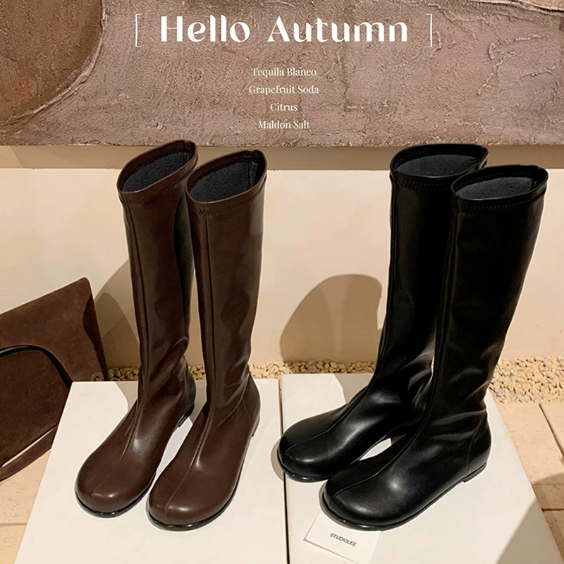 Botas Largas Mujer Altura Corta Otoño Invierno Delgadas Altura Interior Rodilla