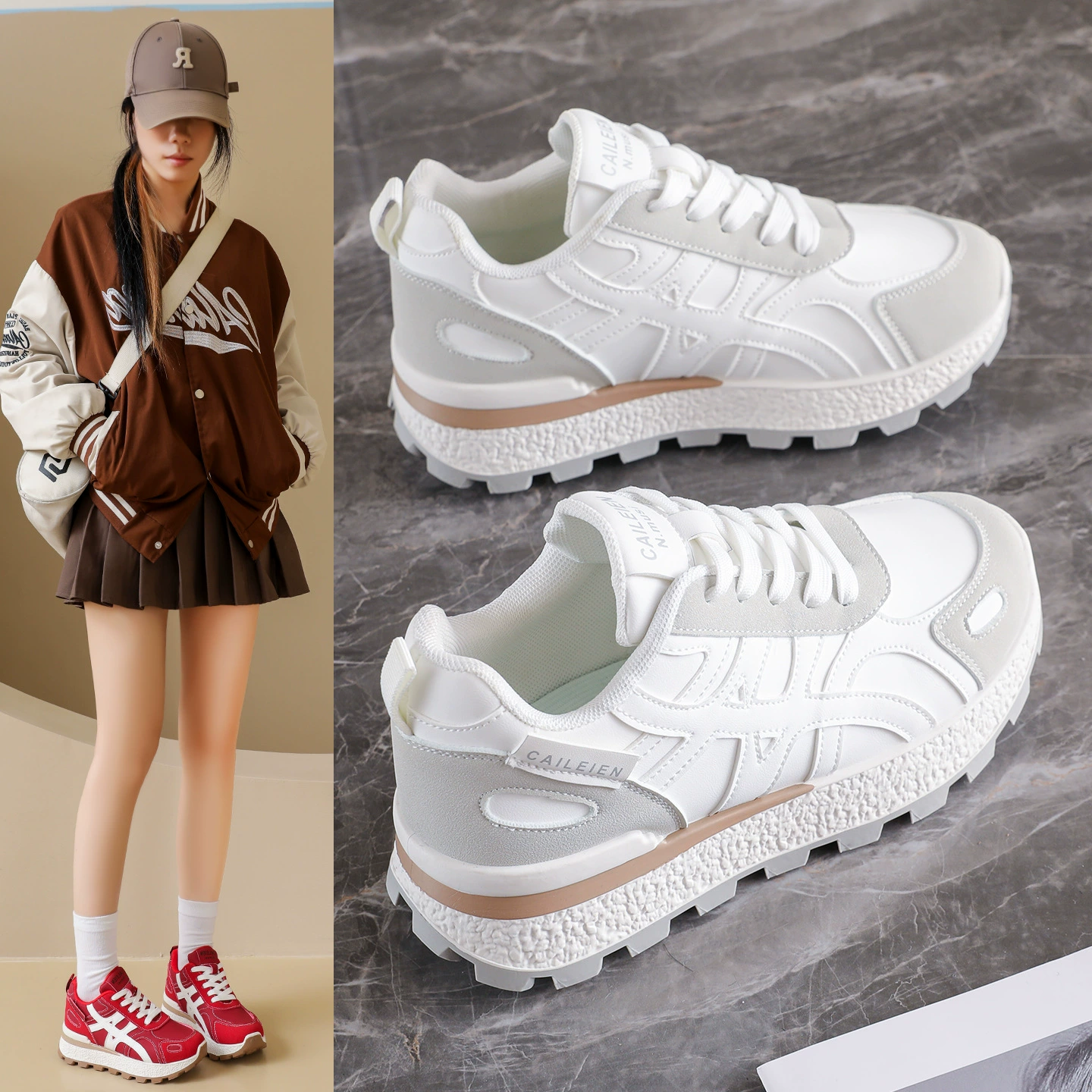 Women's Chunky Sneakers 2025 Fall Thick Sole Lightweight Comfortable Casual Shoes