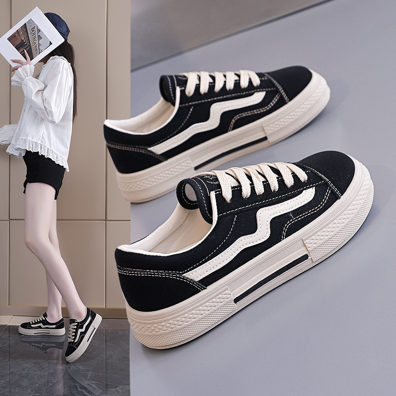 Women's Black Canvas Low-Top Skate Shoes · YANYAN China shoe factory