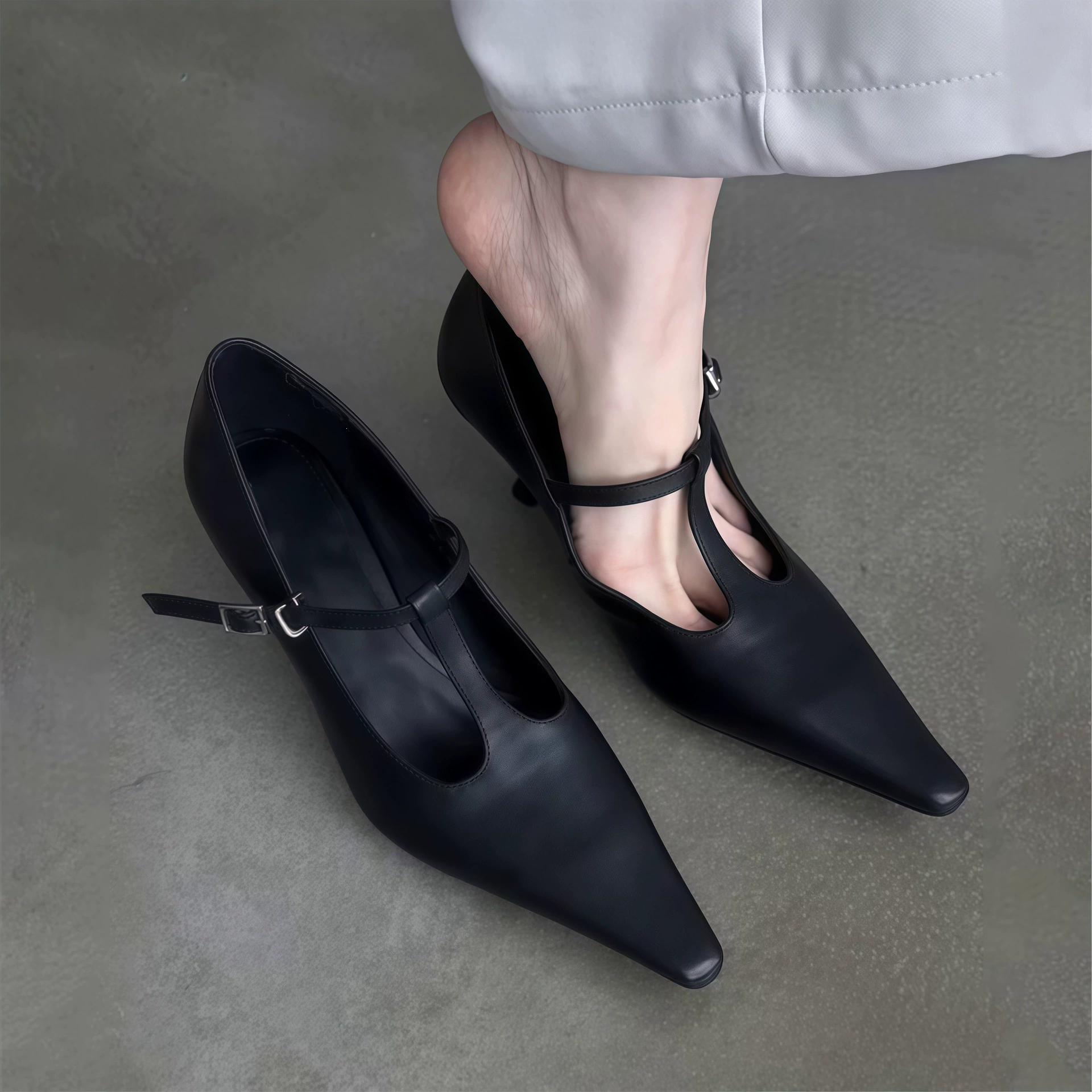 Chuyuji Escarpins français bout pointu Mary Jane femme élégants bureau talon classique · MOHE China shoe factory