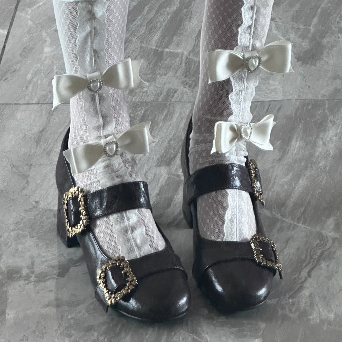 Chaussures Mary Jane vintage françaises à bout rond pour femmes 2025, talon bloc métallique printemps-été