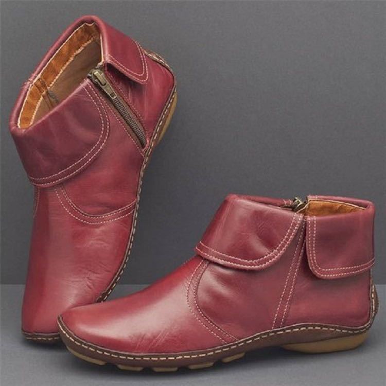 Women's Round Toe Side Zip Leather Boots · YANYAN China shoe factory