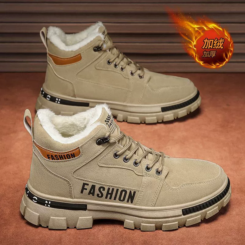 Zapatos de Invierno para Hombre 2026 Nuevos Zapatillas de Algodón Cálidas Antideslizantes Botas de Trabajo Martin