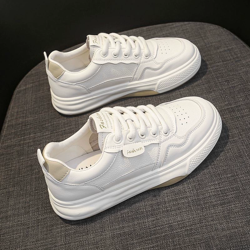 Baskets blanches respirantes pour femme 2025 Printemps Coréen semelle épaisse chaussures bateau décontractées