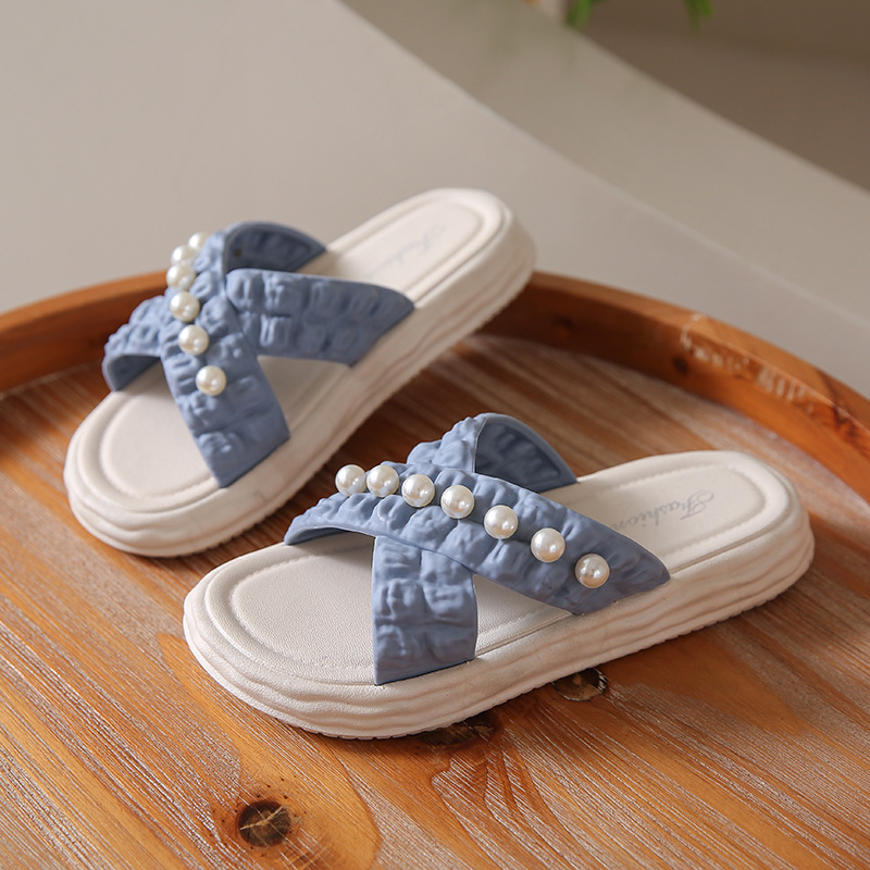 Women's Pearl Chain Flat Slide Sandals · YANYAN China shoe factory