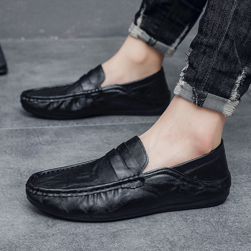 Men's Spring Soft Sole Slip-On Leather Shoes · YANYAN China shoe factory