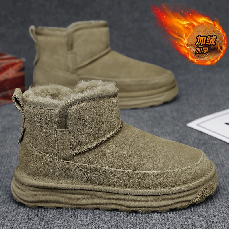 Northeast Men's Snow Boots Winter Warm Lined Cotton Shoes Fur Lined Anti-Slip Waterproof
