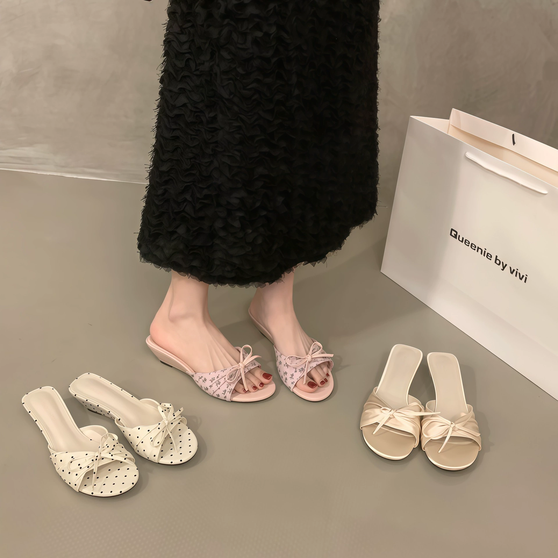 Chuyuji Femmes Chaussures Plates Nouveaux Lacets Bout Carré, Rondes Bride Croisée Peu Profondes · MOHE China shoe factory