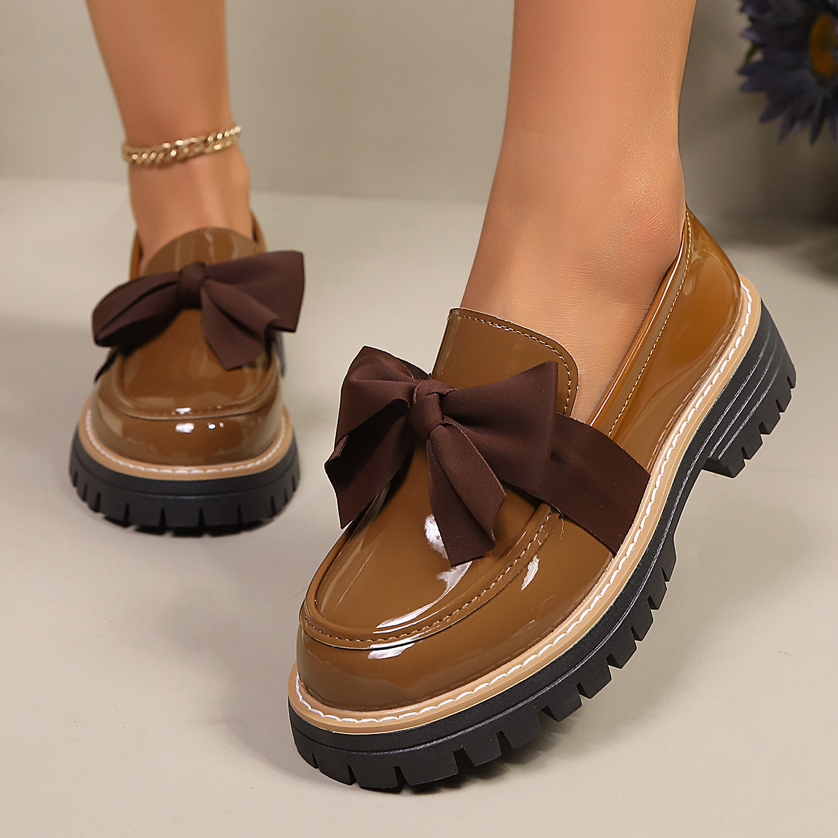 Women's Platform Bow Slip-On Loafers · YANYAN China shoe factory