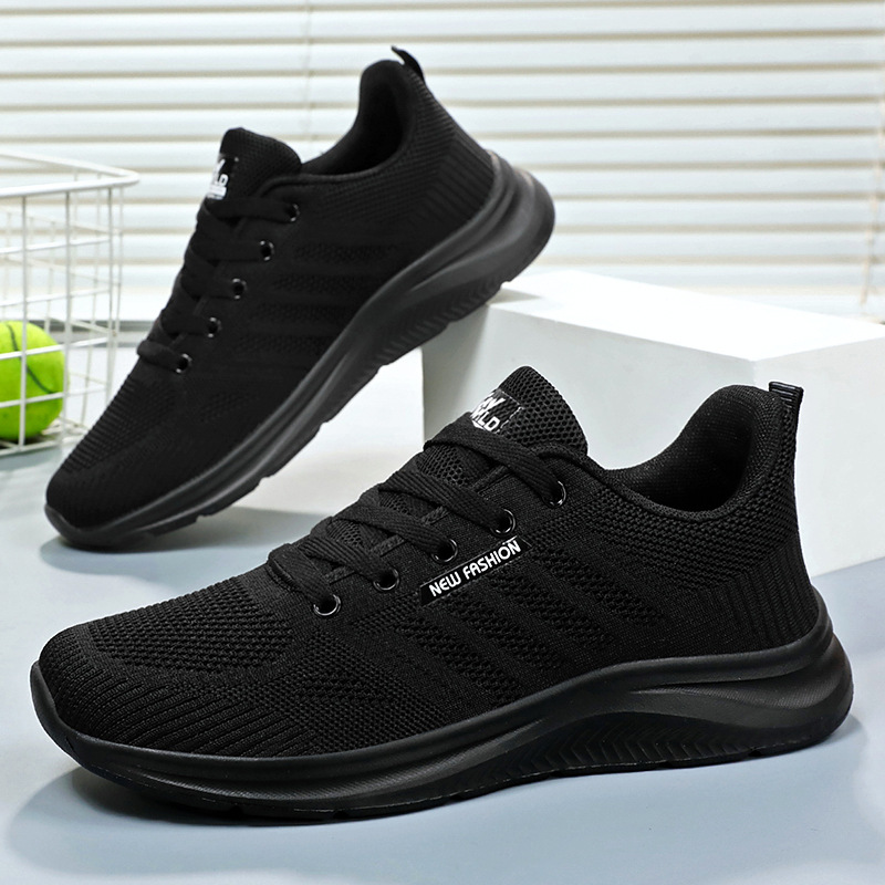 Men's Summer Breathable Black Sneakers · YANYAN China shoe factory