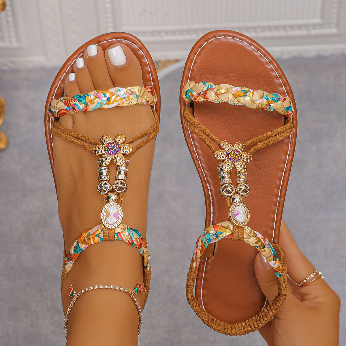 Women's Beaded Open Toe Sandals · YANYAN China shoe factory