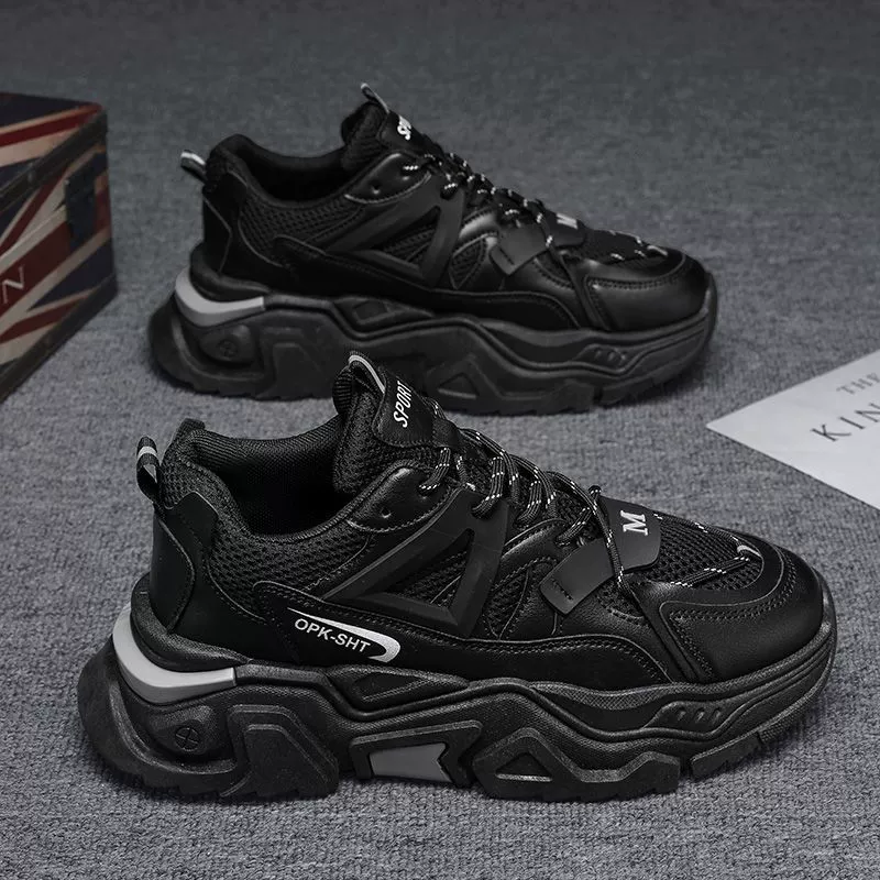 Tênis Mesh Corrida Adolescente Preto Warrior Dad Altura Inverno