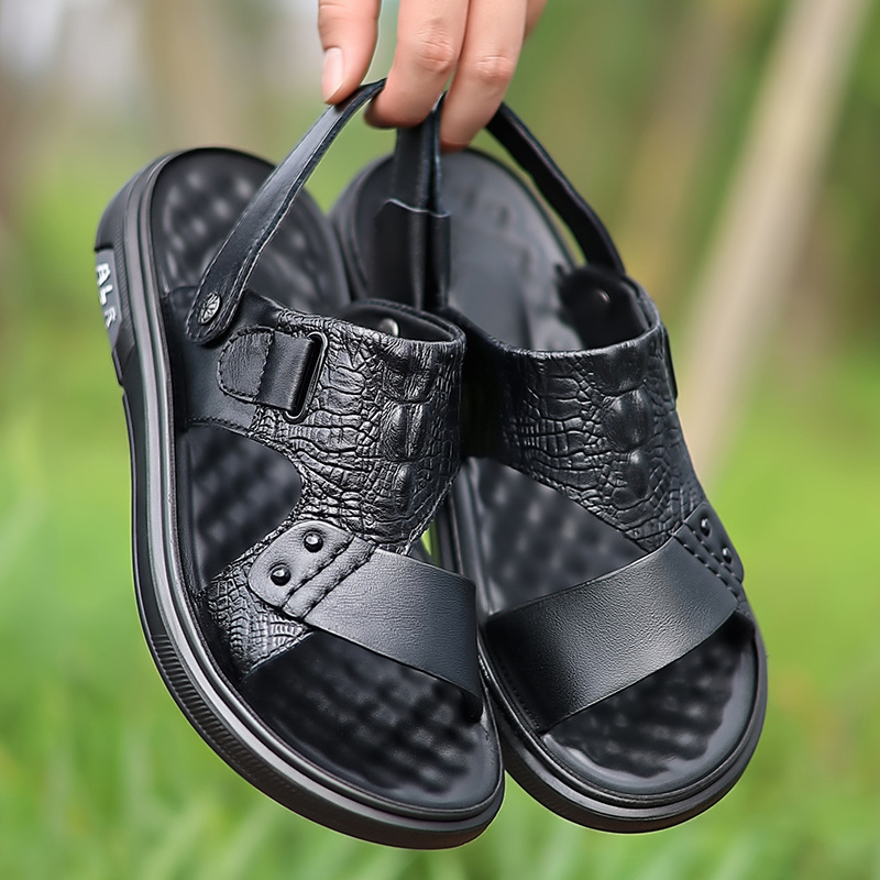 Men's Soft Leather Slide Sandals · YANYAN China shoe factory