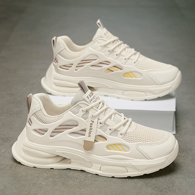 Chaussures de sport respirantes en mesh pour homme été, semelle épaisse, running décontracté tendance