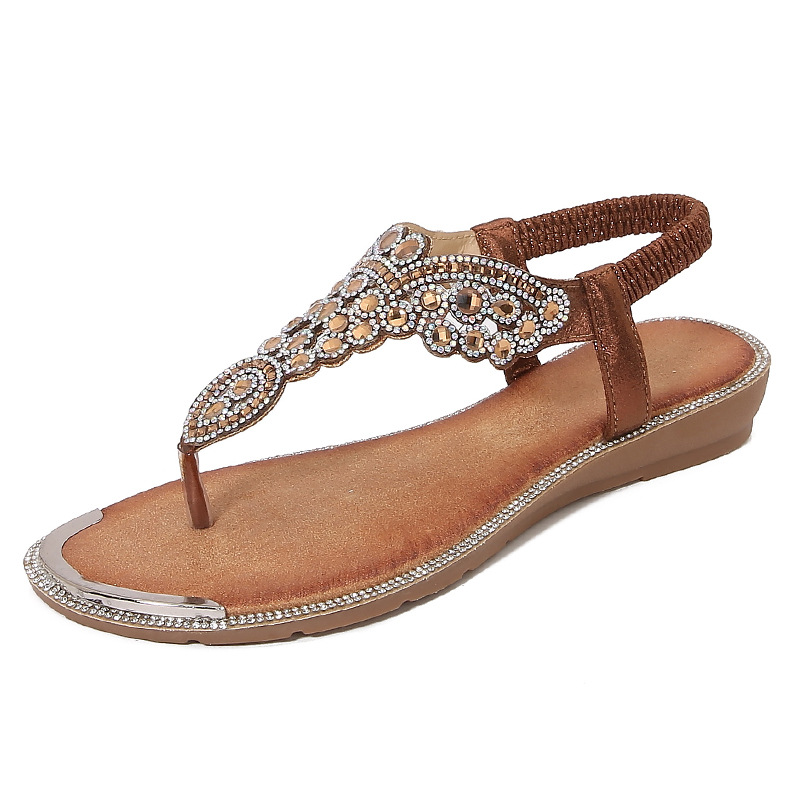 Women's Plus Size Rhinestone Flat Sandals Embroidered · YANYAN China shoe factory