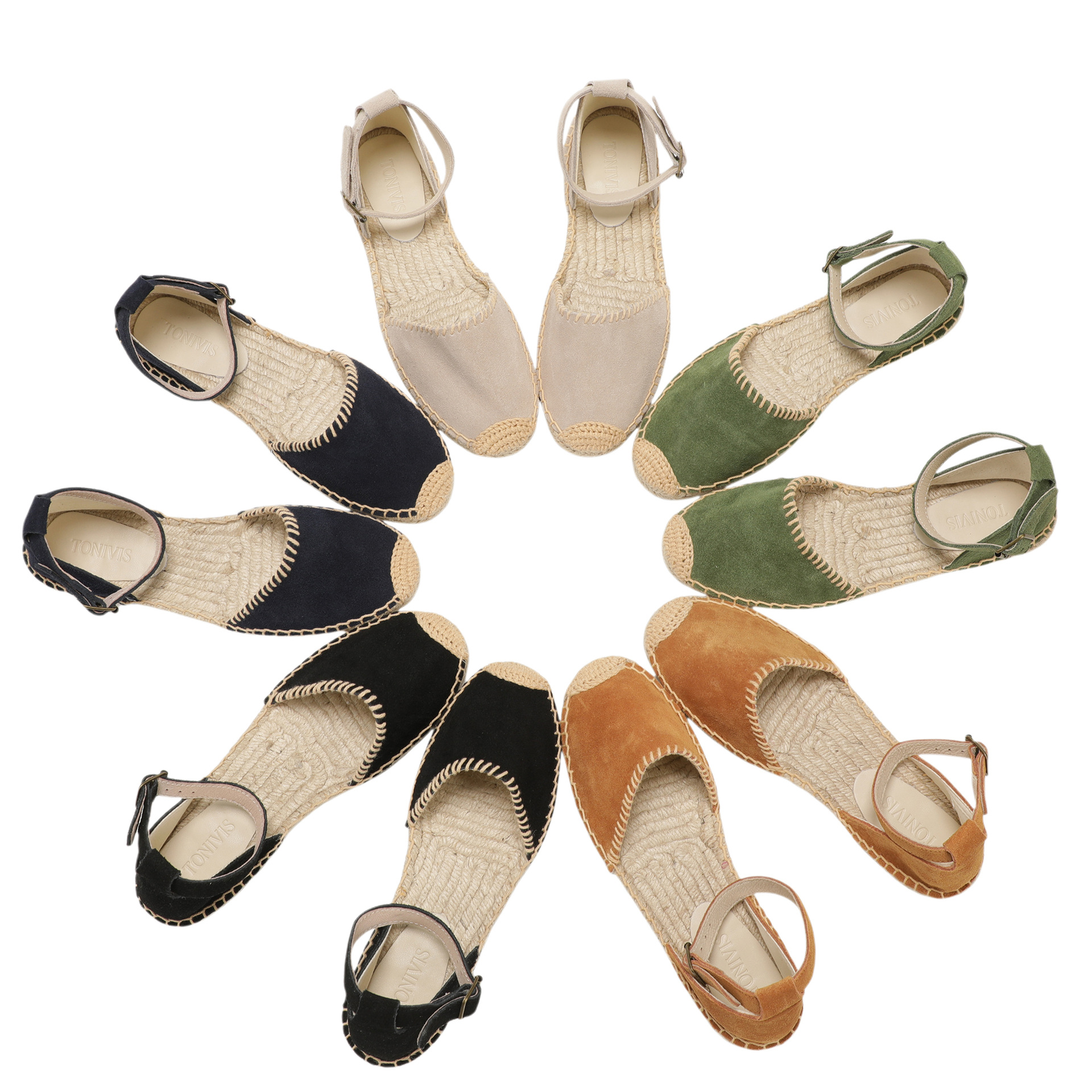 Women's Jute Woven Flat Sandals Suede Ankle Strap · YANYAN China shoe factory