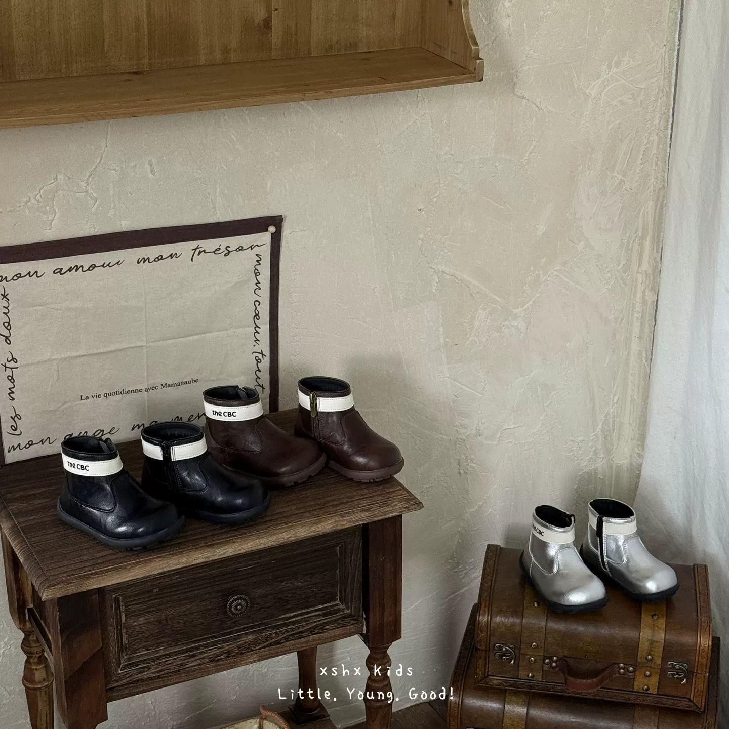 XSHX Botas de Piloto Meninos Meninas Outono Britânico Botas Smoke Fecho Lateral Chelsea Biqueira Larga Retro