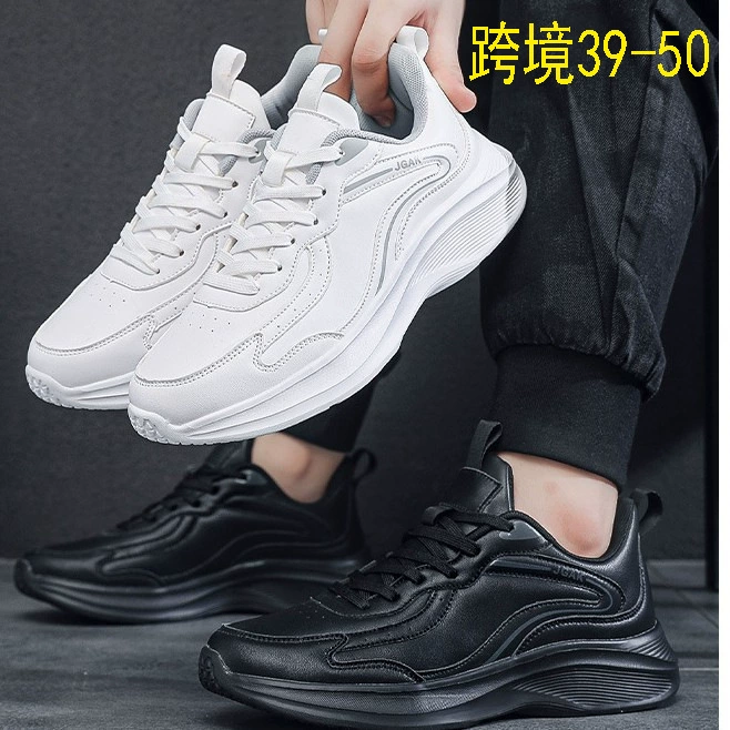 Cross-Border Size 48-50 Men's Ultra-Light Anti-Slip Leather Running Shoes Casual