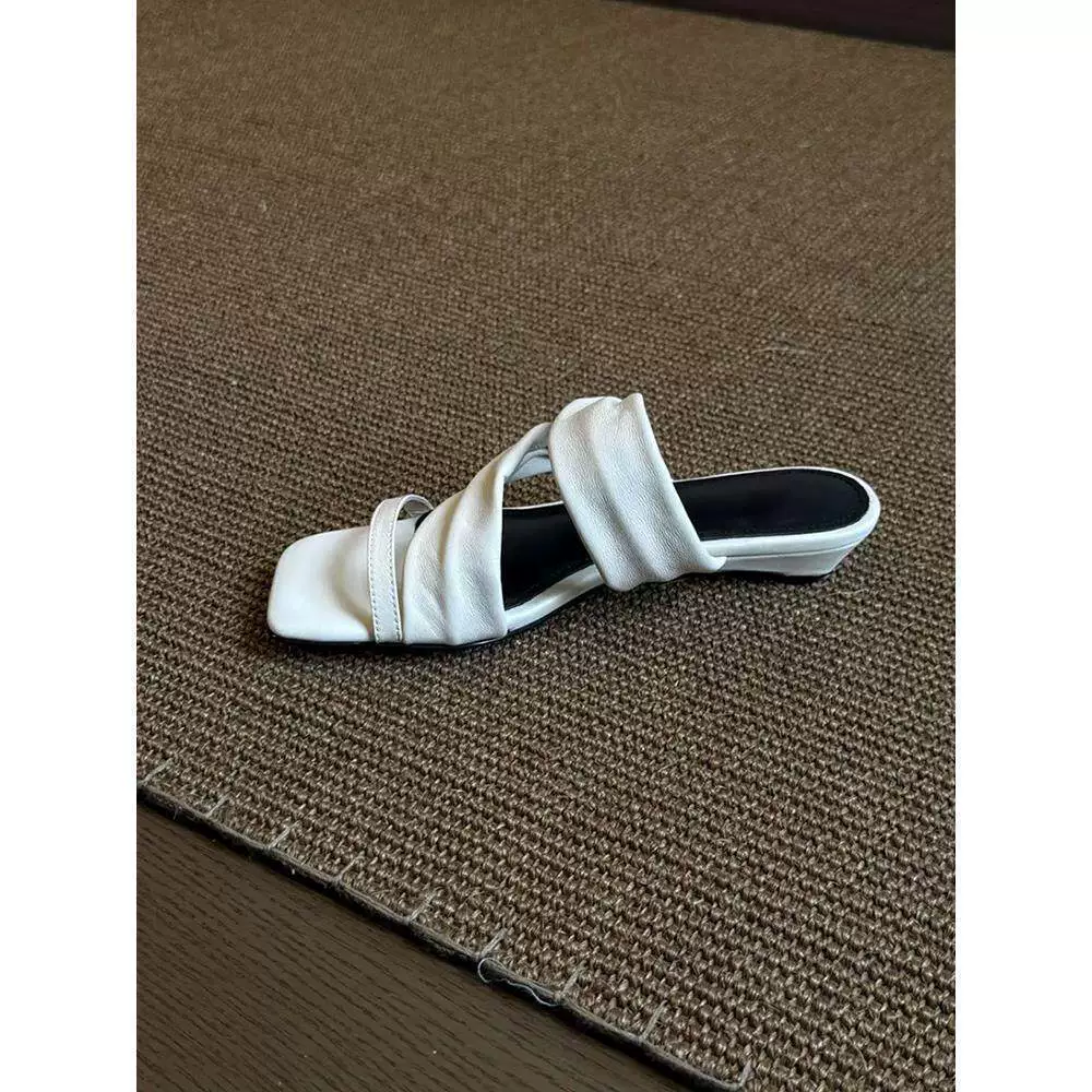 Women's Minimalist Square Open Toe 2-Way Wedge One-Strap Slides 2026