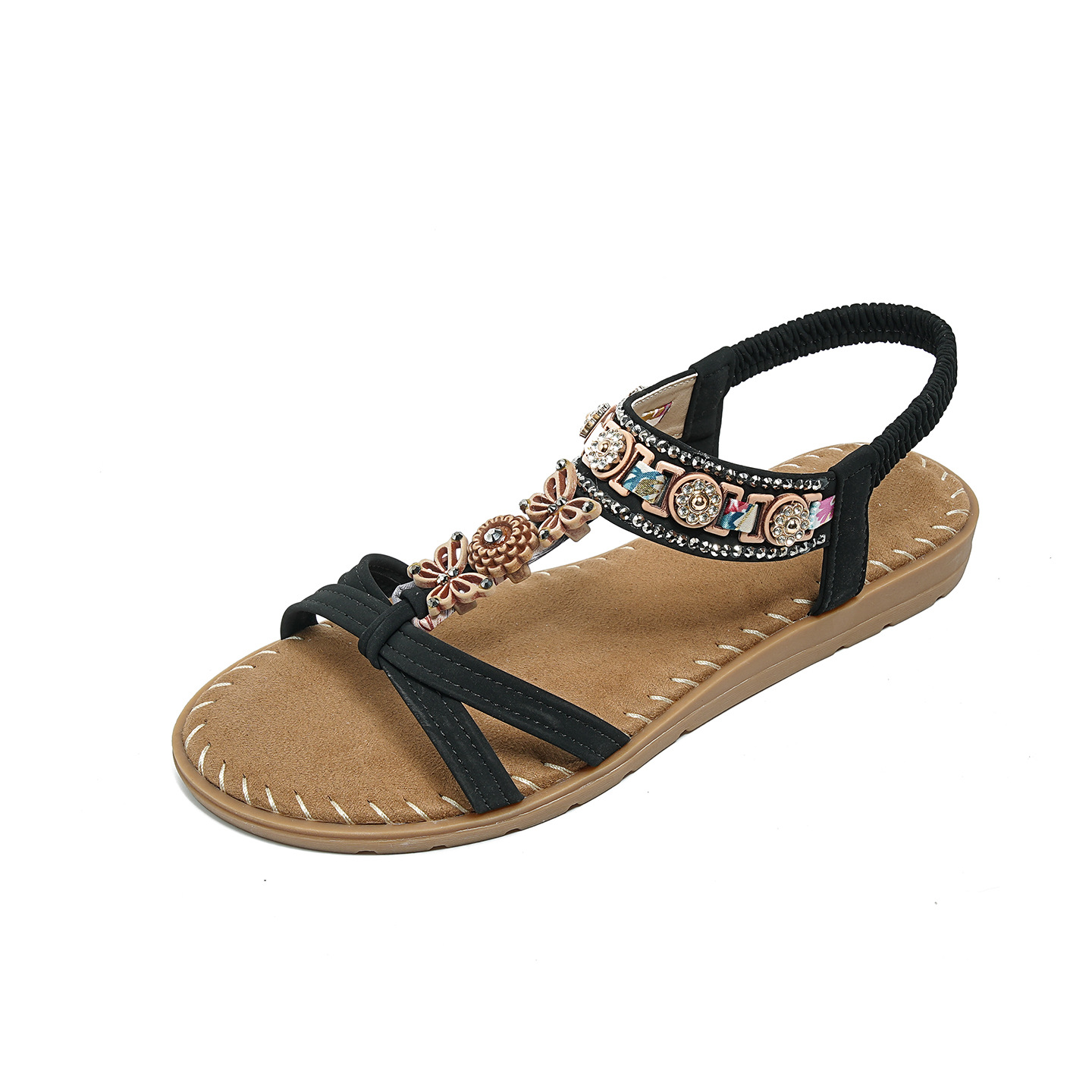 Women's Rhinestone Flat Beach Sandals · YANYAN China shoe factory