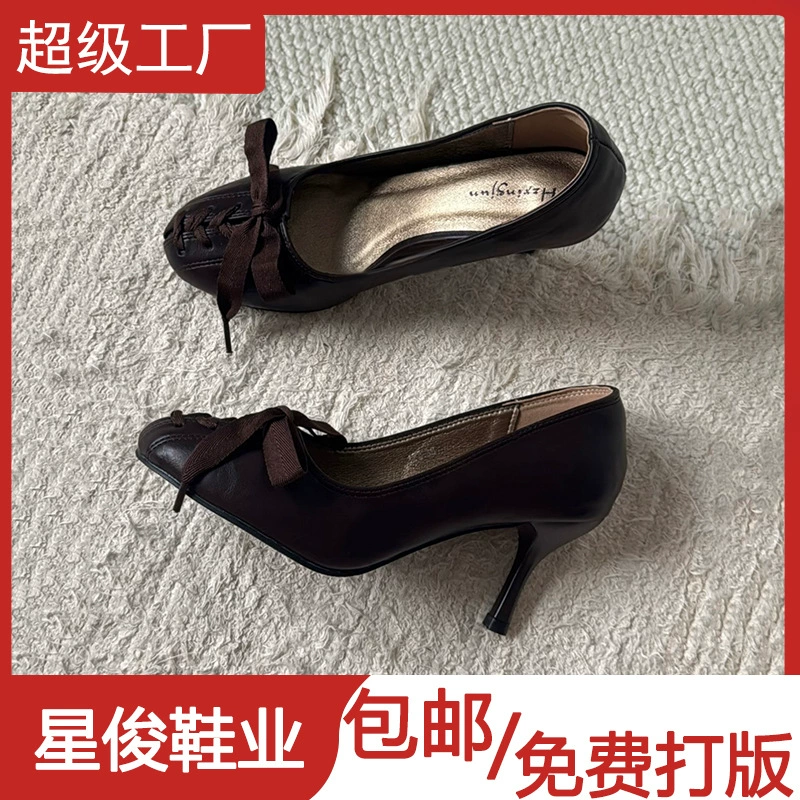 Escarpins femme noeud, talon, décontractés extérieur rétro, nouveau début printemps · MOHE China shoe factory