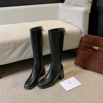 Women's Knee High Boots with Chunky Heel, Wide Straight Shaft, Fall Winter 2025