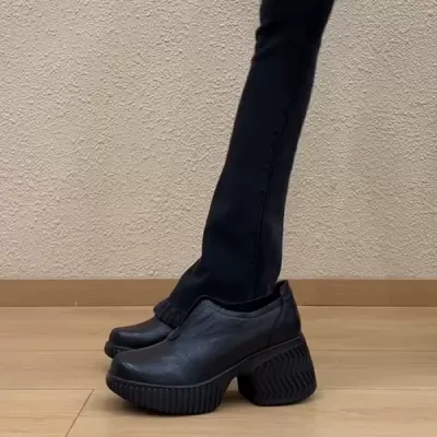 Women's Loafers with 7.5cm Platform, Round Toe, British Style, Office Shoes · YANYAN China shoe factory