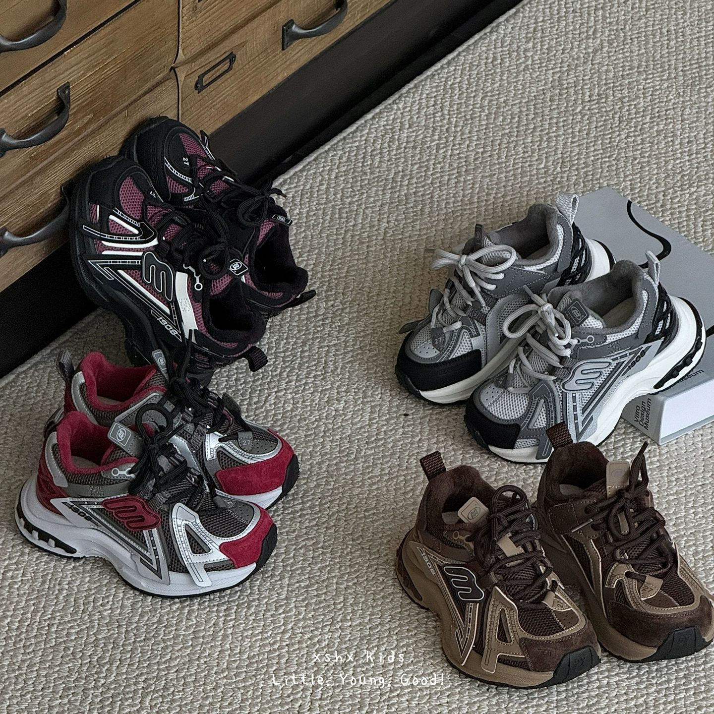 Zapatillas de papá XSHX París para niños, cálidas y transpirables, velcro, ligeras