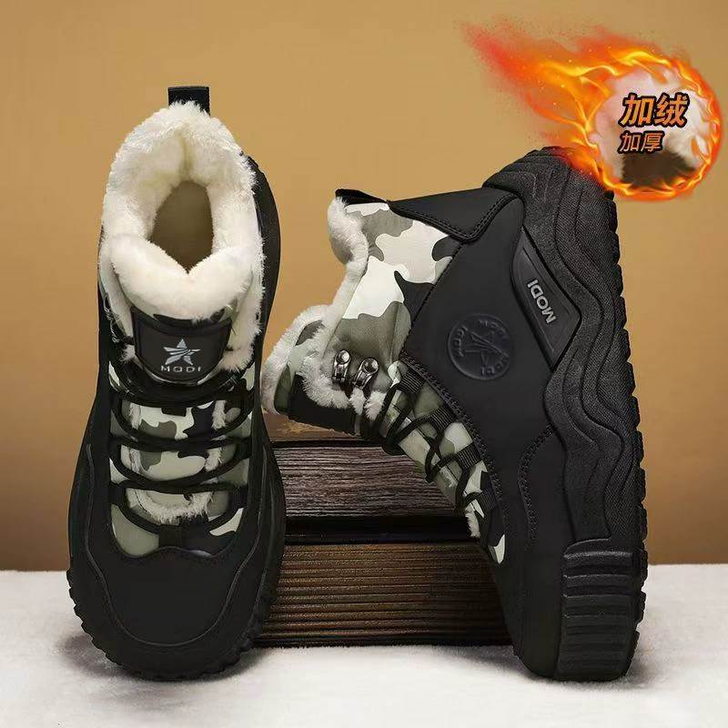 Bottes de neige d'hiver pour homme avec doublure en fourrure, coton chaud épais, résistant au froid -40°F, imperméable durable