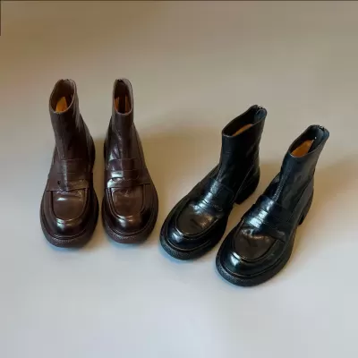 Women's Martin Boots with Chunky Heel, Brown, British Style, Soft Sole, 2025 · YANYAN China shoe factory