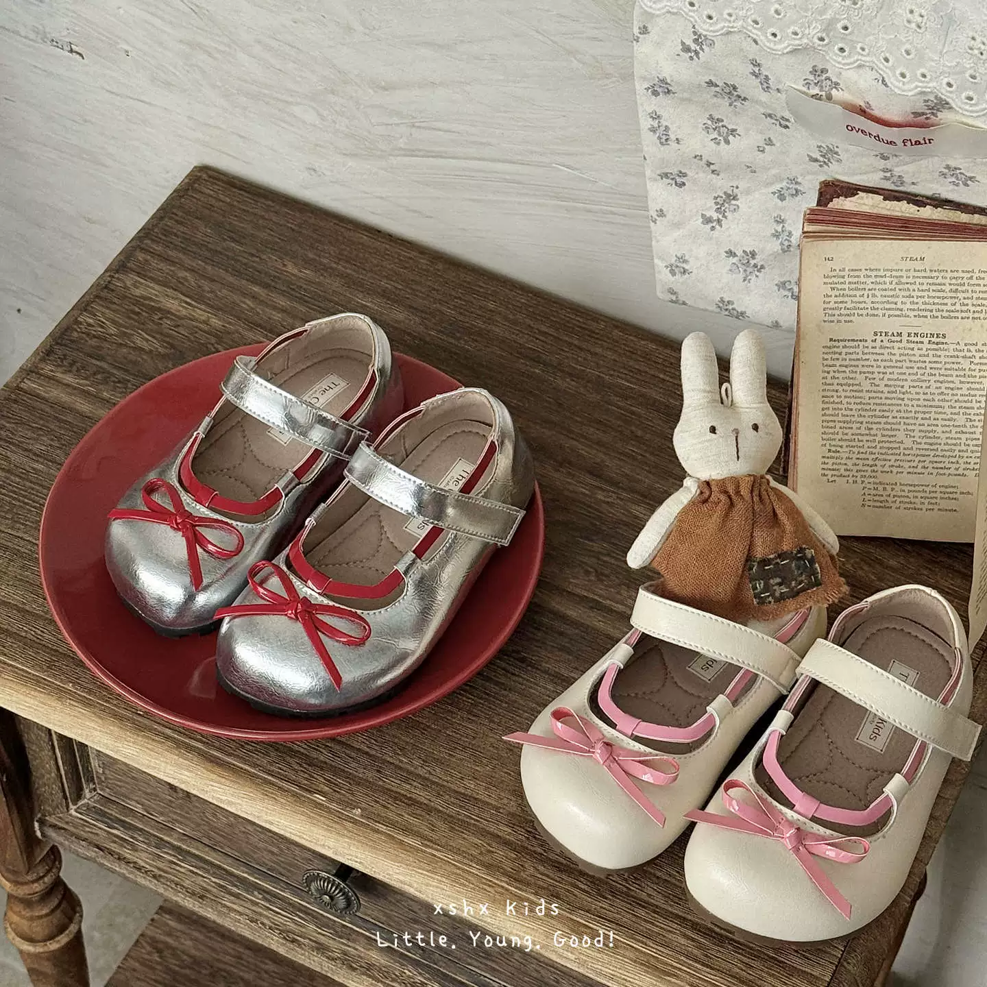 Chaussures Mary Jane vintage Athéna XSHX pour filles, velcro, semelle en caoutchouc antidérapante