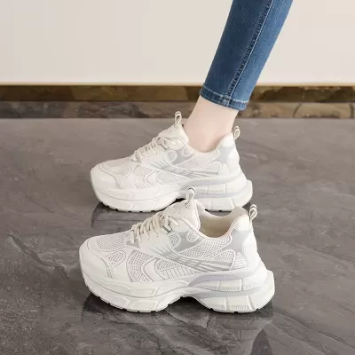 Women's Chunky Sneakers 2025 Fall, Breathable Mesh, Thick Sole Height Increase · YANYAN China shoe factory